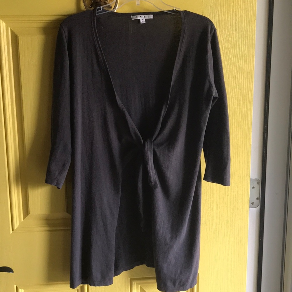 šCabi Chocolate / Charcoal Tie-Front Cardigan S - Picture 1 of 4
